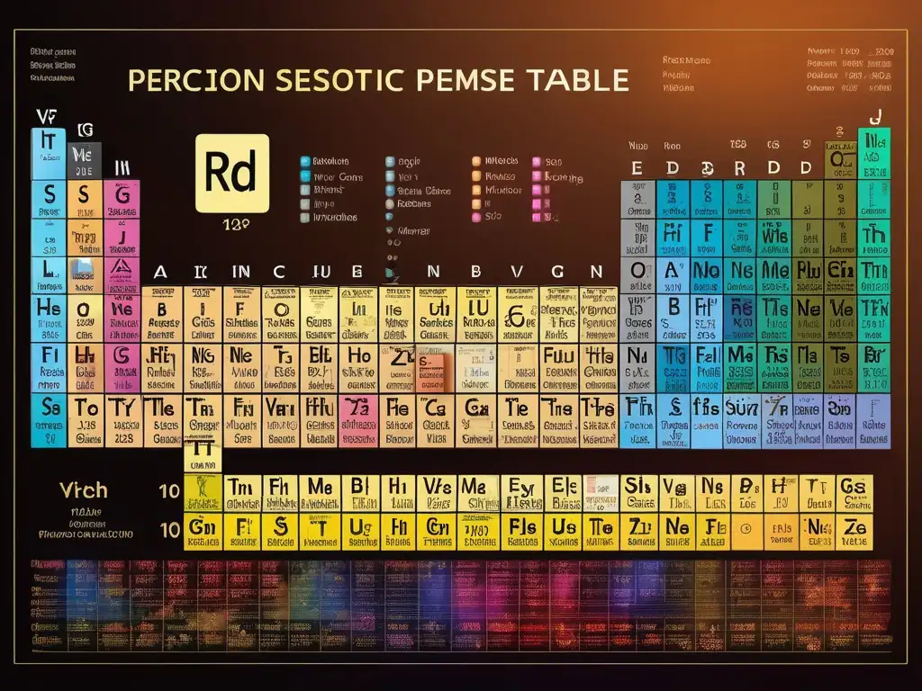 Importancia Tabla Periódica Química: Detallada imagen muestra organización de elementos con símbolos, números y pesos atómicos