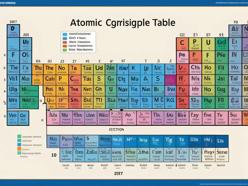 Impacto de la tabla periódica en la química: imagen detallada, colores vibrantes, elementos representados con precisión y texturas realistas