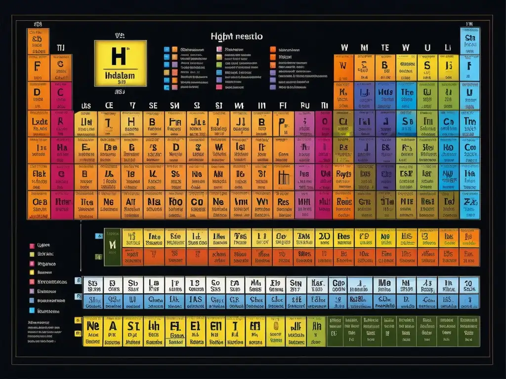 Tabla periódica con detalles nítidos y colores vibrantes - Descubrimientos químicos revolucionarios Mendeléyev