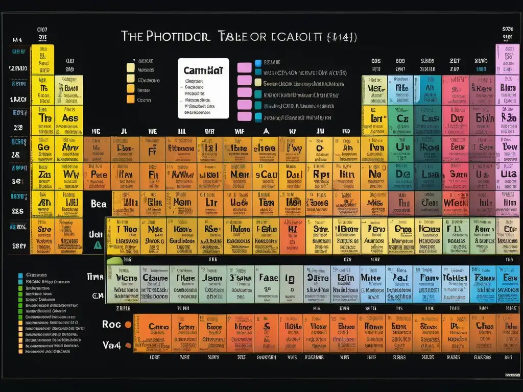 Importancia tabla periódica: imagen macro realista con detalles, colores vibrantes y elementos clave de la industria