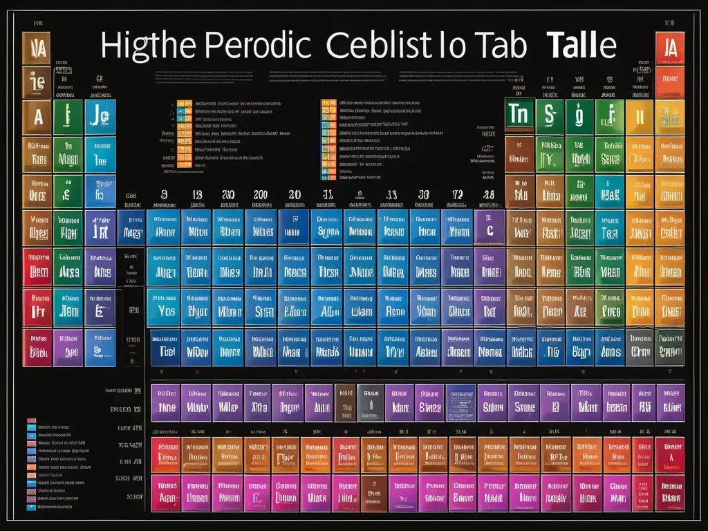 Impacto de la tabla periódica en la química moderna: una imagen detallada de la tabla periódica con elementos representados en cuadros coloridos