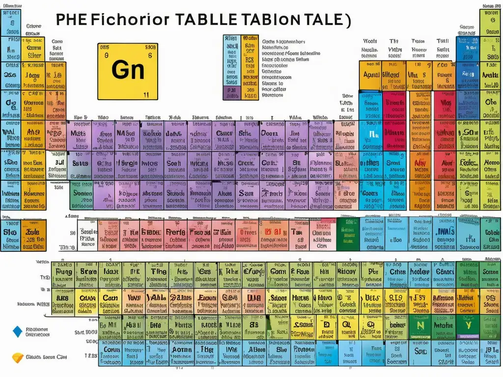 Tabla periódica con detalles, colores vibrantes y patrones intrincados - Importancia de la tabla periódica