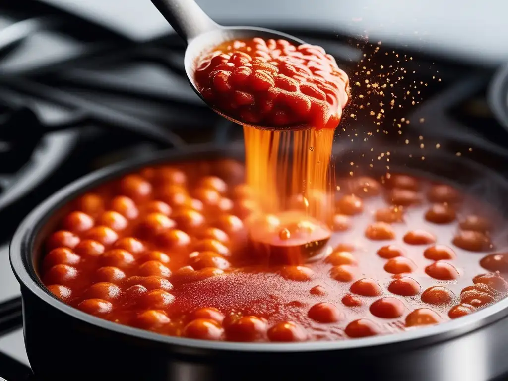 Cómo cocinar con reacciones químicas: una imagen detallada de una olla burbujeante en la estufa, capturando la química intrincada de la cocina