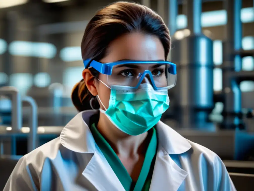 Trabajador de laboratorio con PPE en planta química