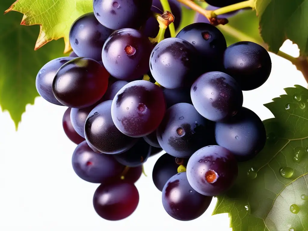 Uvas maduras en primer plano; belleza y beneficios de la química en la elaboración del vino