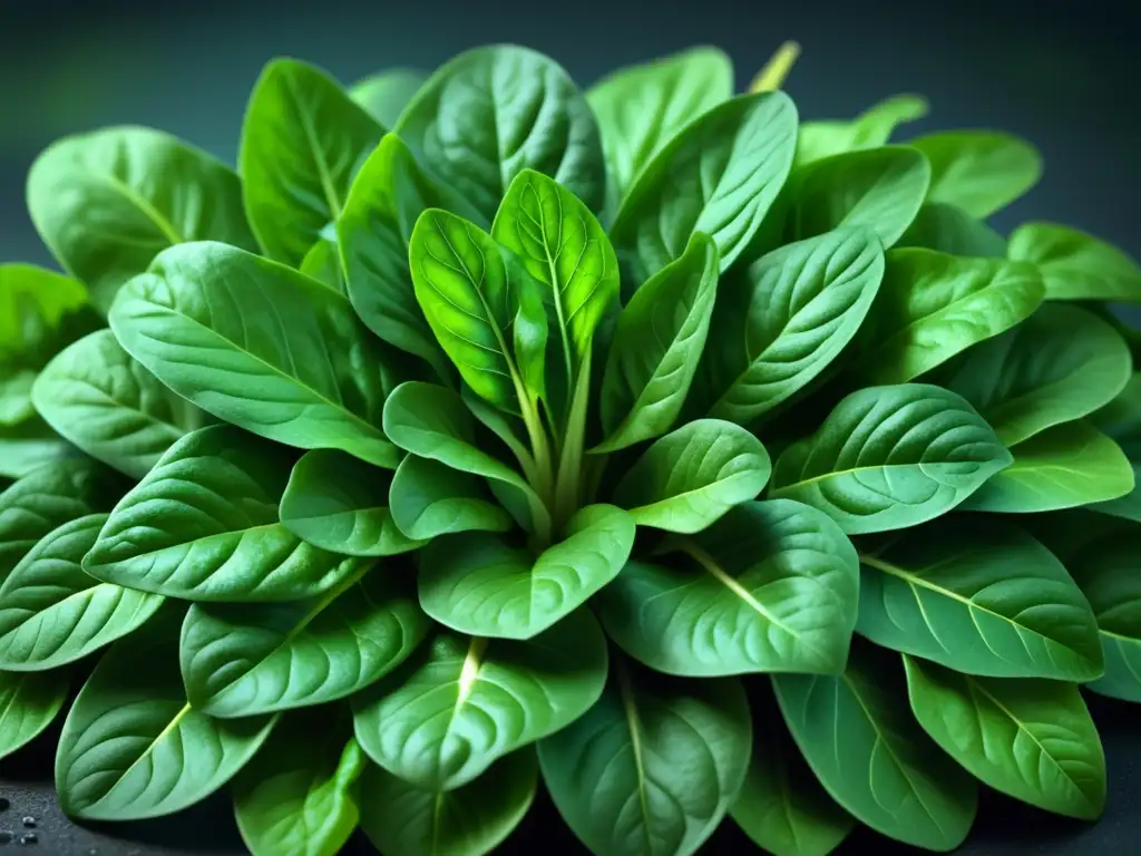 Beneficios del magnesio para la salud: Verduras verdes ricas en magnesio, fotorealistas y detalladas